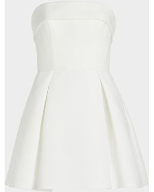 Amsale Pleated Faille Strapless Mini Dress - White