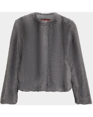 Max Mara Cropped Faux Fur Jacket - Gray
