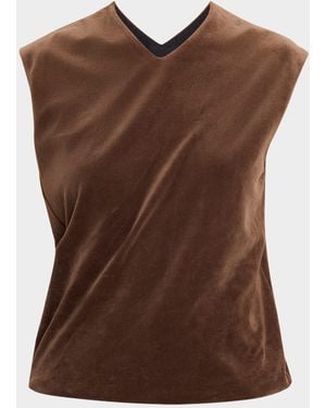 6397 Twisted Velour Top - Brown