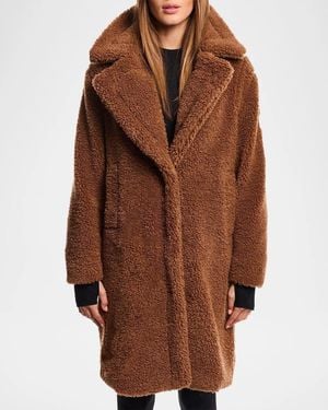 Sam. Sherpa Leather-Trimmed Coat - Brown