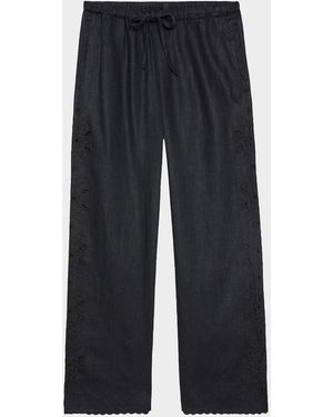 Rails Mirina Embroidered Linen Pants - Blue