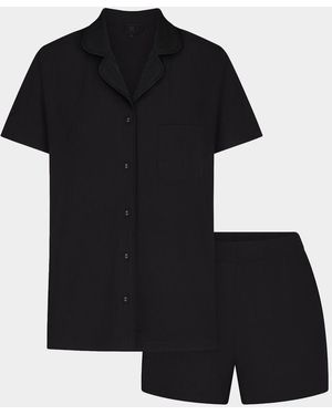Skims Soft Lounge Modal Ribbed Pajama Set - Black