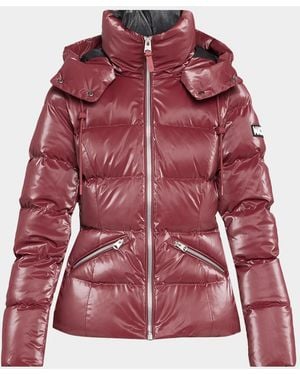 Mackage Madalyn-Gloz Glossy Short Down Jacket - Red