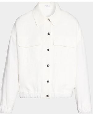 Brunello Cucinelli Oversized Denim Shirt Jacket - White