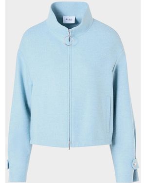 Akris Punto Wool-Blend Blouson Jacket - Blue