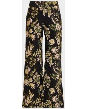 Cara Cara Josephine Floral Linen Pants - Black