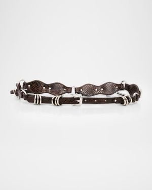 Isabel Marant Bolton Metal-Embellished Leather Belt - Black