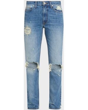 Brandon Maxwell The Riggs Distressed Crop Cigarette Jeans - Blue