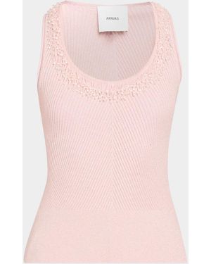 AKNVAS Lia Embellished Rib-Knit Tank Top - Pink