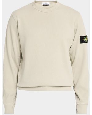 Stone Island Apos;S Cotton Micro-Rib Crewneck Sweater - Natural