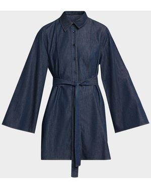 FRAME The Denim Tuxedo Belted Mini Dress - Blue