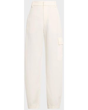 Brunello Cucinelli Fluid Wool Wide-Leg Cargo Pants - White