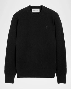 Ami Paris Apos;S Merino Wool Ami De Coeur Sweater - Black
