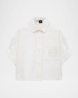 Loewe X Paula & Apos;S Ibiza Short-Sleeve Denim Boxy Shirt - White