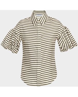 Dice Kayek Stripe Silk Twill Shirt - White