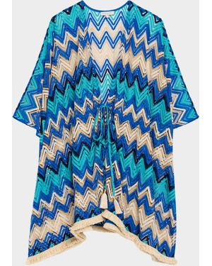 Ramy Brook Chevron Lauryn Mini Dress Coverup - Blue