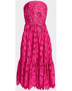 HELSI Candace Strapless Floral Lace Bustier Dress - Pink