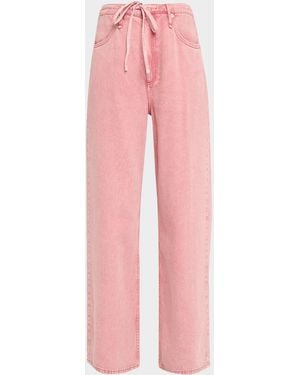 Rag & Bone Featherweight Phoebe Drawstring Wide-Leg Jeans - Pink