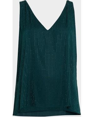Emanuel Ungaro Sleeveless Rhinestone Blouse - Blue