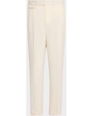 dunhill Linen Pleated Pants - Natural