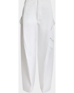 Alaïa Lace-Inset Barrel-Leg Cargo Pants - White