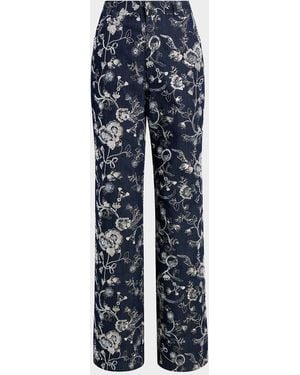 Cinq À Sept Garden Embroidered Straight-Leg Jeans - Blue