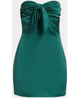 Ramy Brook Orion Strapless Tie-Front Satin Mini Dress - Green
