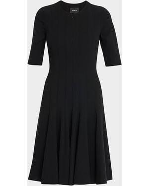 Akris Elbow-sleeve Zip-front Dress - Black