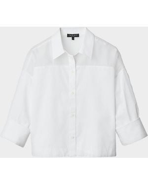 Rag & Bone Elly Short-Sleeve Chiffon-Yoke Poplin Shirt - White