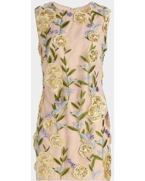 MILLY Ivette Sequin-Embroidered Mini Dress - Natural