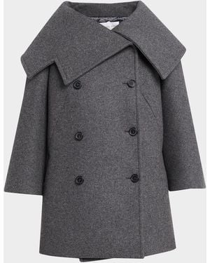 Michael Kors Portrait Wool Double-Breasted Peacoat - Gray