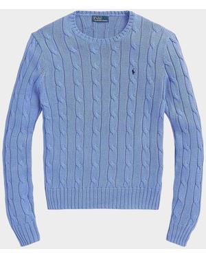 Polo Ralph Lauren Julianna Cable-Knit Cotton Crewneck Sweater - Blue