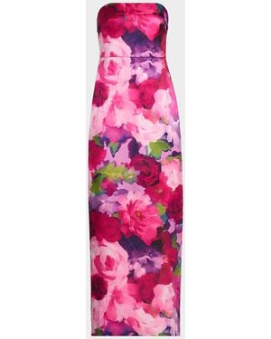 THEIA Cleo Strapless Column Gown - Pink