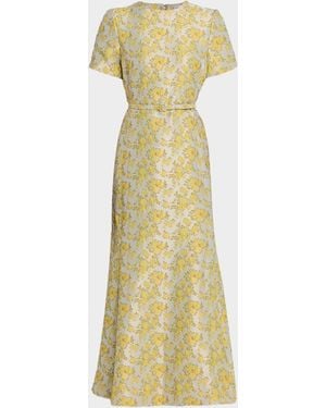 Jonathan Simkhai Caraline Belted Floral Jacquard Maxi Dress - Metallic