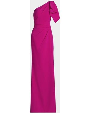 Teri Jon One-Shoulder Sheath Gown - Pink