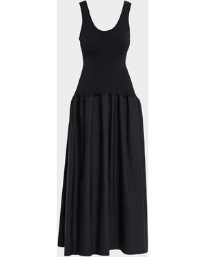 FFORME Marina Sleeveless Cotton-Silk Flared Midi Dress - Black