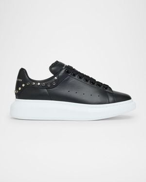 McQueen Oversized Studded Leather Low-Top Sneakers - Blue