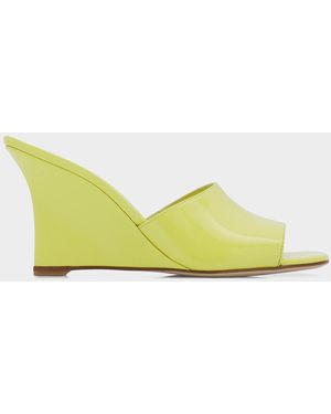 Stuart Weitzman 85Mm Vinnie Patent Leather Wedge Mules - Yellow
