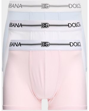 Dolce & Gabbana Stretch Cotton 3-Pack Boxer Briefs - Pink