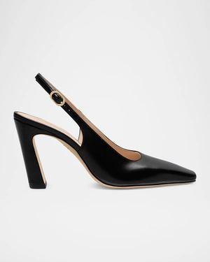 Stuart Weitzman 85Mm Stassi Leather Slingback Pumps - Black