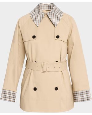 Rails Lucien Gingham Gabardine Trench Coat - Natural
