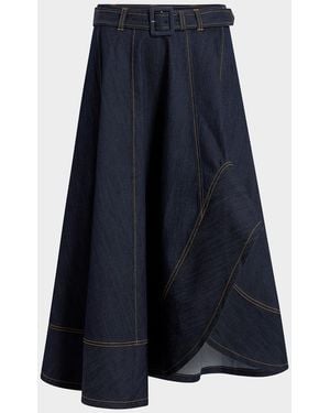 Cinq À Sept Zelda Denim Midi Skirt - Blue
