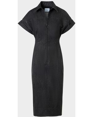 Akris Punto Denim Midi Dress With Polo Collar - Black