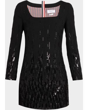 Thom Browne Sequinned Long-Sleeve Mini Dress - Black