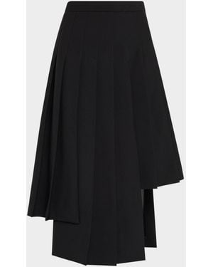 Michael Kors Asymmetric Pleated Midi Skirt - Black