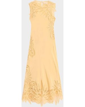 Ulla Johnson Idra Embroidered Silk Dress - Yellow
