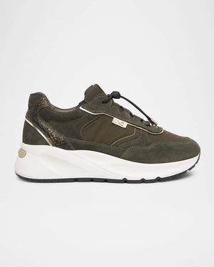 Nero Giardini Bungee Drawcord Suede Sneakers - Gray
