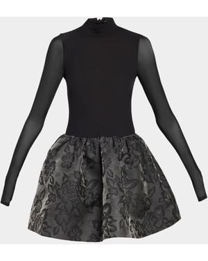 Alice + Olivia Chara Combo Drop-Waist Mini Dress - Black