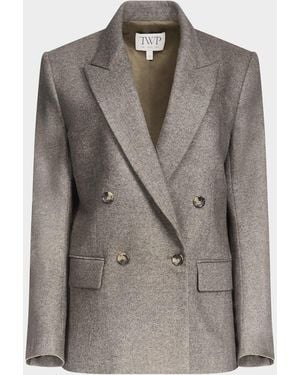 Twp Harper Double-Breasted Herringbone Blazer - Brown