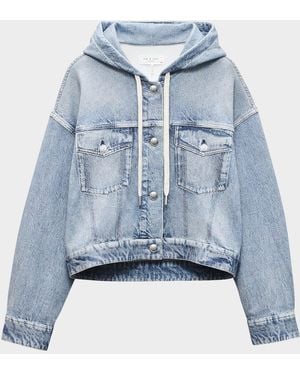 Rag & Bone Miramar Cotton-Terry Trucker Hoodie - Blue